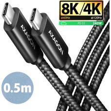 Axagon CABLE USB-C TO USB-C 0.5M 240W/8K BLACK BUCM4X-CM05AB AXAGON