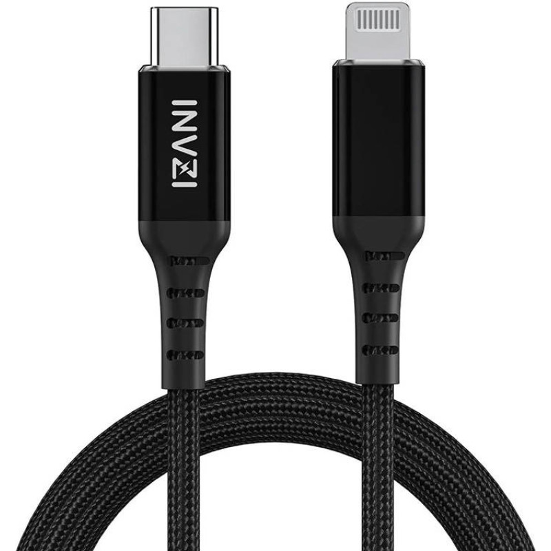 Invzi USB-C to Lightning Cable, MFi, 2m (Black)