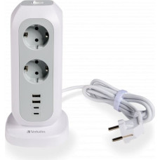 Verbatim Listwa zasilająca Verbatim Power Tower 11 gniazd 2 m biała (49547)