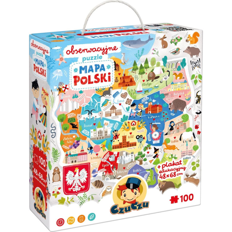 Czuczu CzuCzu Obserwacyjne puzzle Mapa Polski 100 element&oacute;w
