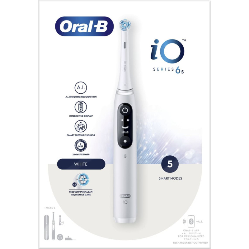 Oral-B iO 6 Pieaugu&scaron;o Vibrējo&scaron;a zobu suka Balts