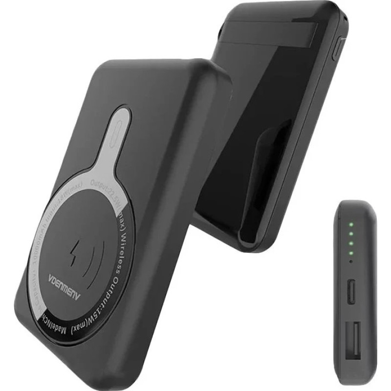 Denmen Powerbank Denmen PD+ MagSafe 10000mAh 15W Bezprzewodowy Czarny