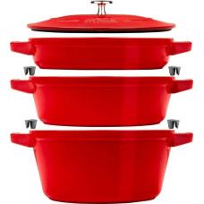 Zwilling Zestaw 3 naczyń żeliwnych z pokrywką STAUB 40508-387-0 - czerwony 24 cm