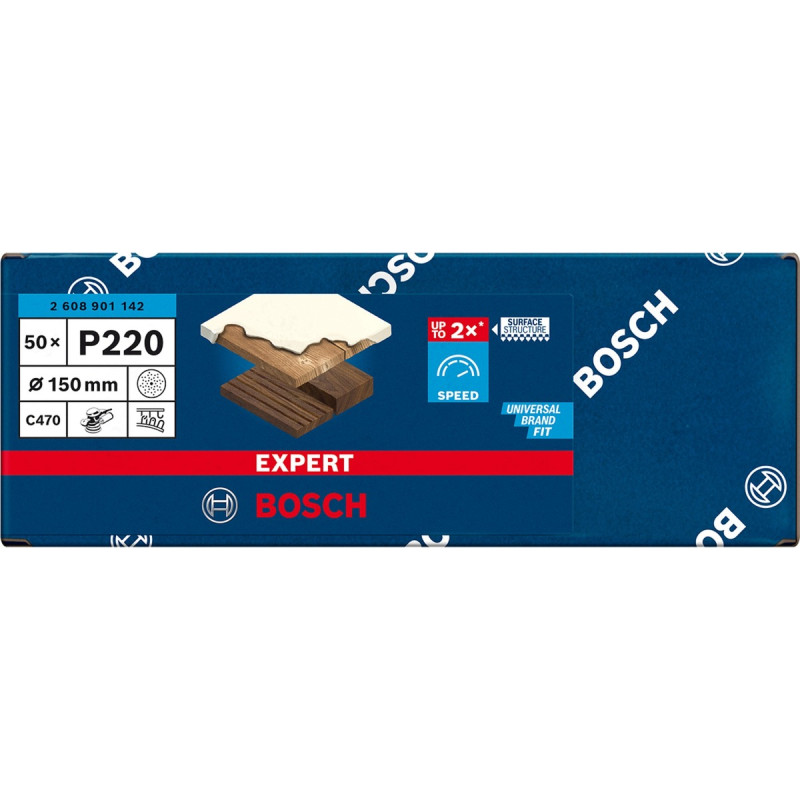 Bosch Expert C470 sanding sheet, 150mm, K220 multi-hole (50 pieces, for eccentric sanders)