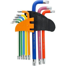 Waart KLUCZE TORX Z OTWOREM I MANGESEM , KOLOROWE, T10-50, DŁUGIE, 9 SZT.