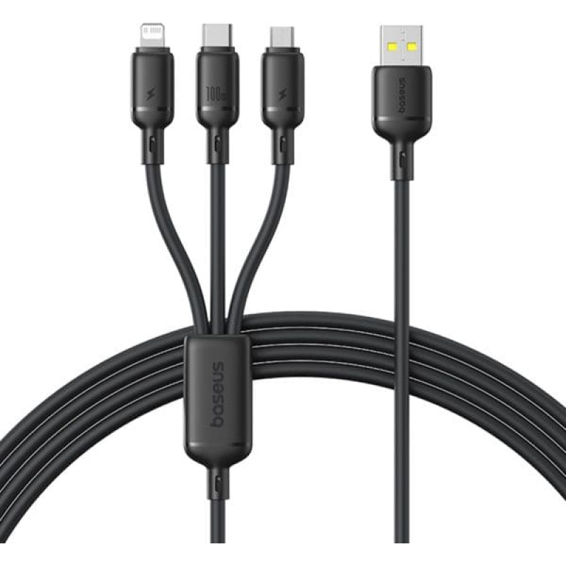 Baseus Rapid Series 3-in-1 USB-A 100W 1.5m, Schwarz