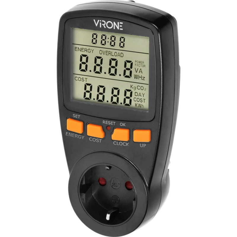 Orno WATOMIERZ DWUTARYFOWY Z WYŚWIETACZEM LCD CZARNY SCHUKO