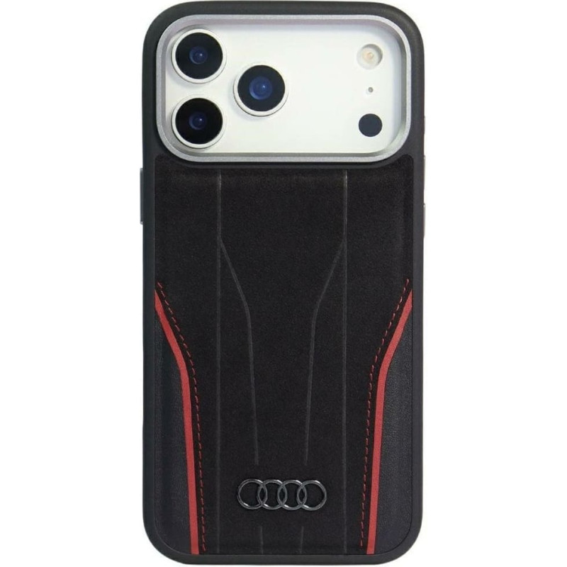 Audi Case Audi R8 Genuine Leather MagSafe for iPhone 17 Pro black-red