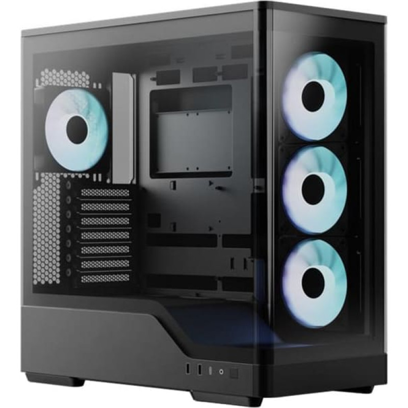 Aerocool P500A-BK-v1, Tower Case, Black, Tempered Glass x 2