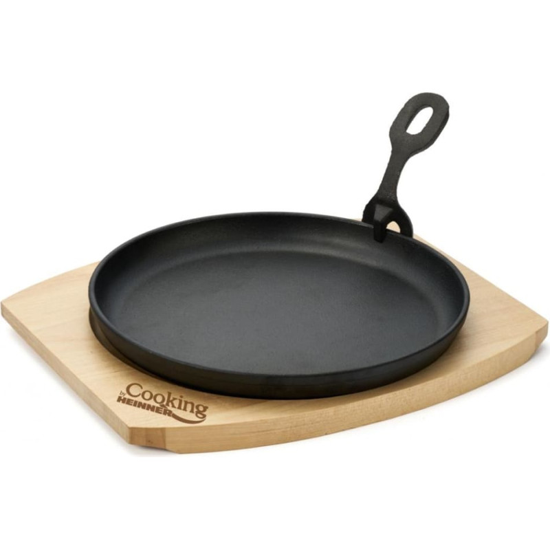 Steak pan with wooden base cast iron 22cm HR-YT-912 HEINNER