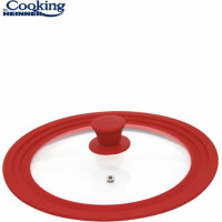 Glass lid with adjustable silicone edge, red 16/18/20cm HR-AER-16D20R, COOKING BY HEINNER