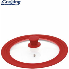 Glass lid with adjustable silicone edge, red 16/18/20cm HR-AER-16D20R, COOKING BY HEINNER
