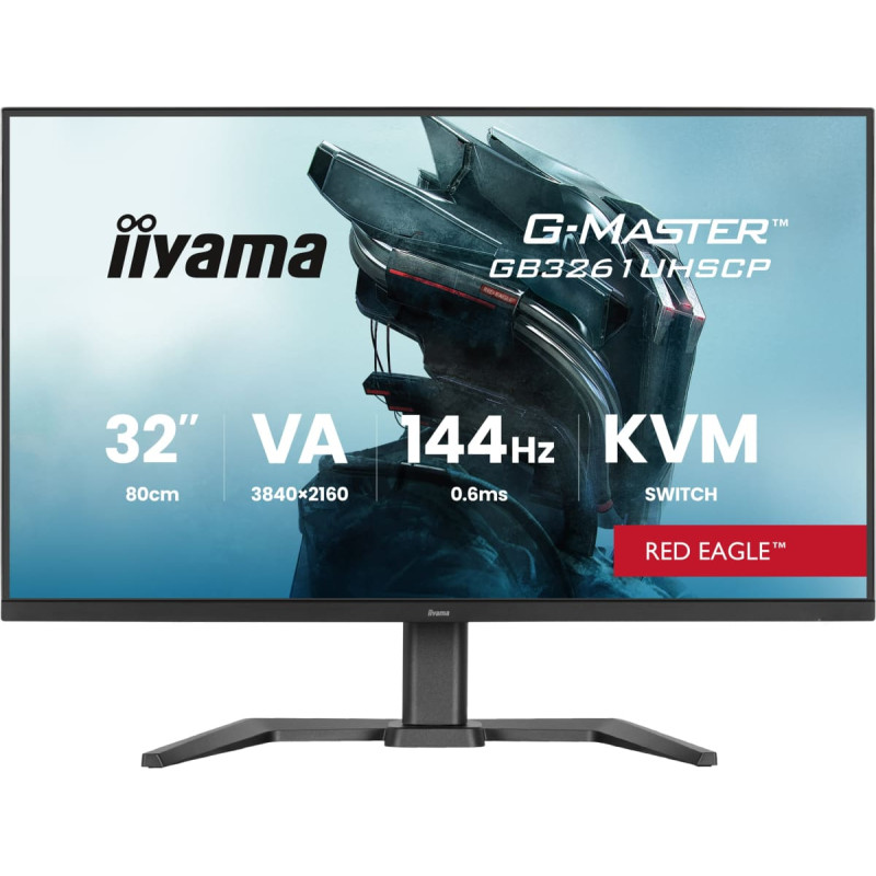 Iiyama G-Master GB3261UHSCP-B1 Red Eagle, gaming monitor - 31.5 - black (matt), UltraHD/4K, VA, HDMI, DP, USB-C, USB hub, KVM, 144Hz panel