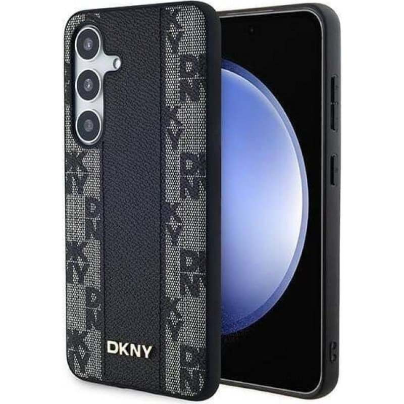 Dkny Leather Checkered Mono Pattern MagSafe - Etui Samsung Galaxy S24+ (czarny)