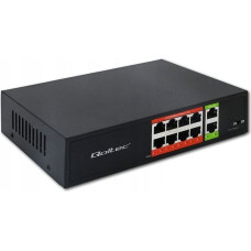 Qoltec Switch niezarządzalny Qoltec przełącznik sieciowy Fast Ethernet PoE | 8x RJ45 | 2x RJ45 Uplink | 120W | 10/100Mb/s