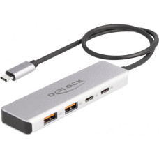 Delock USB 10 Gbps USB Type-C Hub with 2 x USB Type-A and 2 x USB Type-C, USB hub (grey)