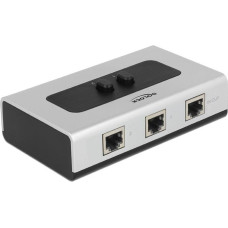 Delock RJ45 Switch - gray / black, 2-port, manual, bidirectional
