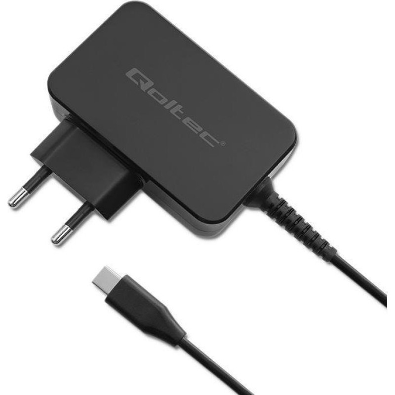 Qoltec Loader Qoltec GaN Power Pro Charger | 1xUSB-C | 30W | 5-20V | 1.5-3A | Black