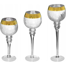 Atmosphera Zestaw świecznik&oacute;w w formie kielich&oacute;w, wys. 30/35/40 cm