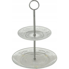 Boltze Szklana patera z dwoma poziomami, RELIEF, 28 cm