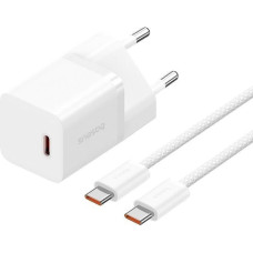 Baseus Ładowarka Baseus GaN5 mini 1C 30W EU+kabel USB-C (moon white)