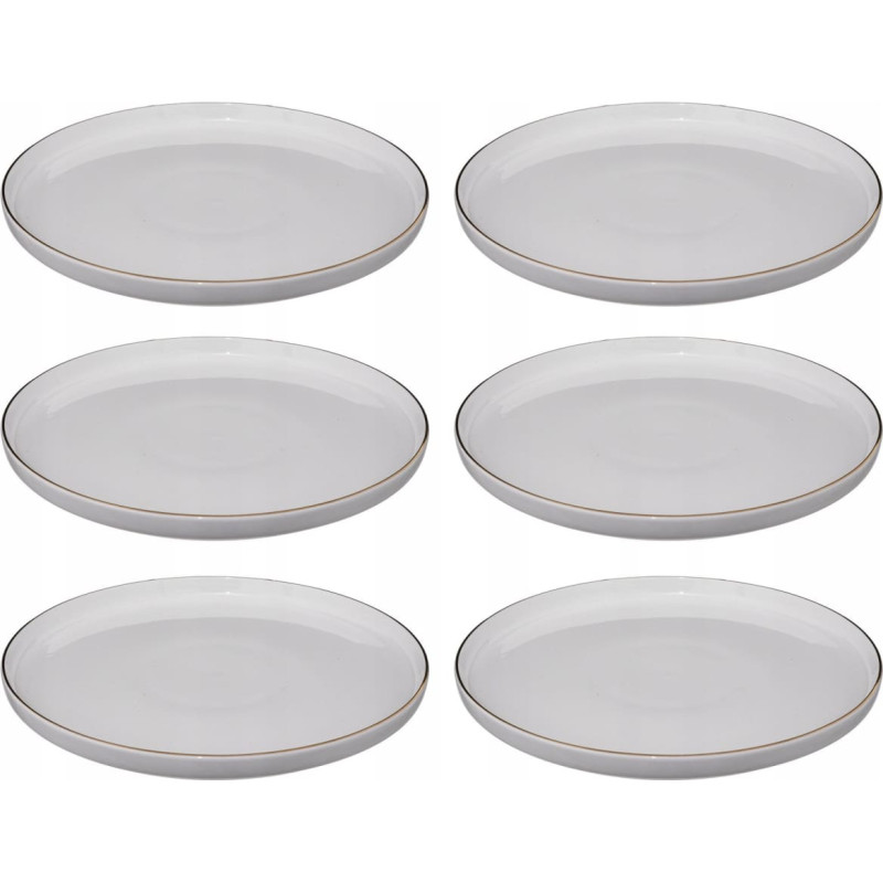 Secret De Gourmet Talerze obiadowe porcelanowe SUBLIMA, złota obw&oacute;dka, 6 sztuk x &Oslash; 27 cm