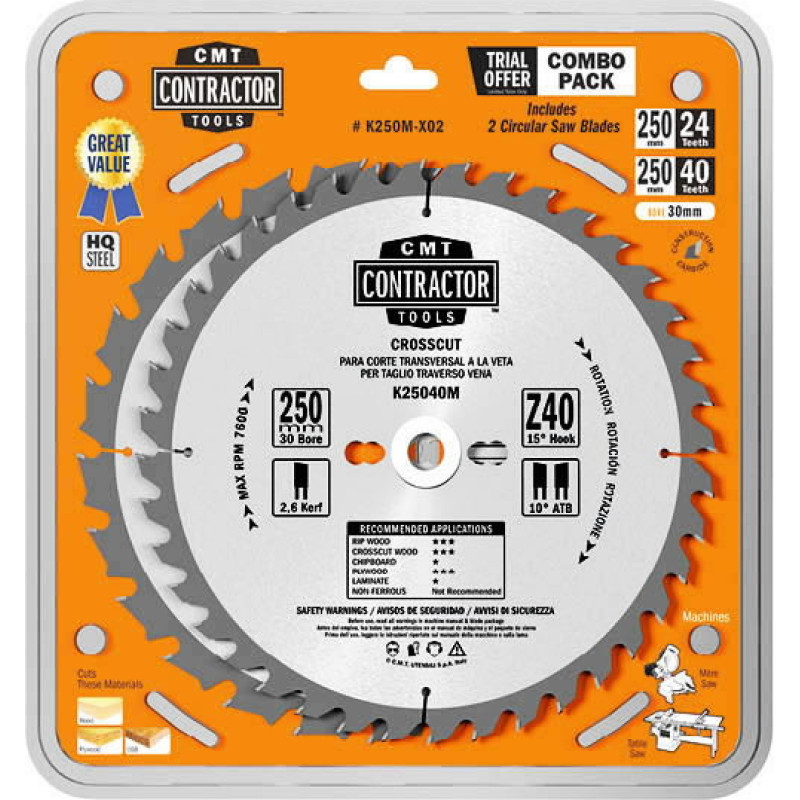 CMT Zāģripu komplekts, 2gab. &Oslash;305x2,6/30mm Z40/60, CMT