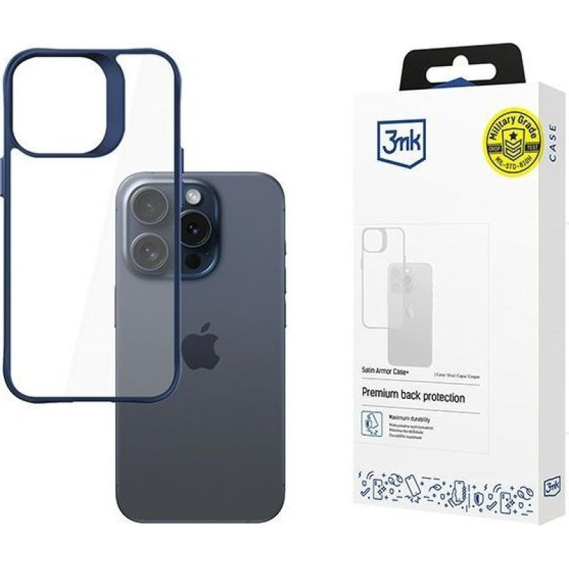 3MK Apple iPhone 15 Pro - 3mk Satin Armor Case+ Blue