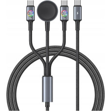 Usams Kabel USAMS Huan Series SJ754 72W USB-C  do USB-C + USB-C + ładowarka bezprzewodowa do zegarka tarnish