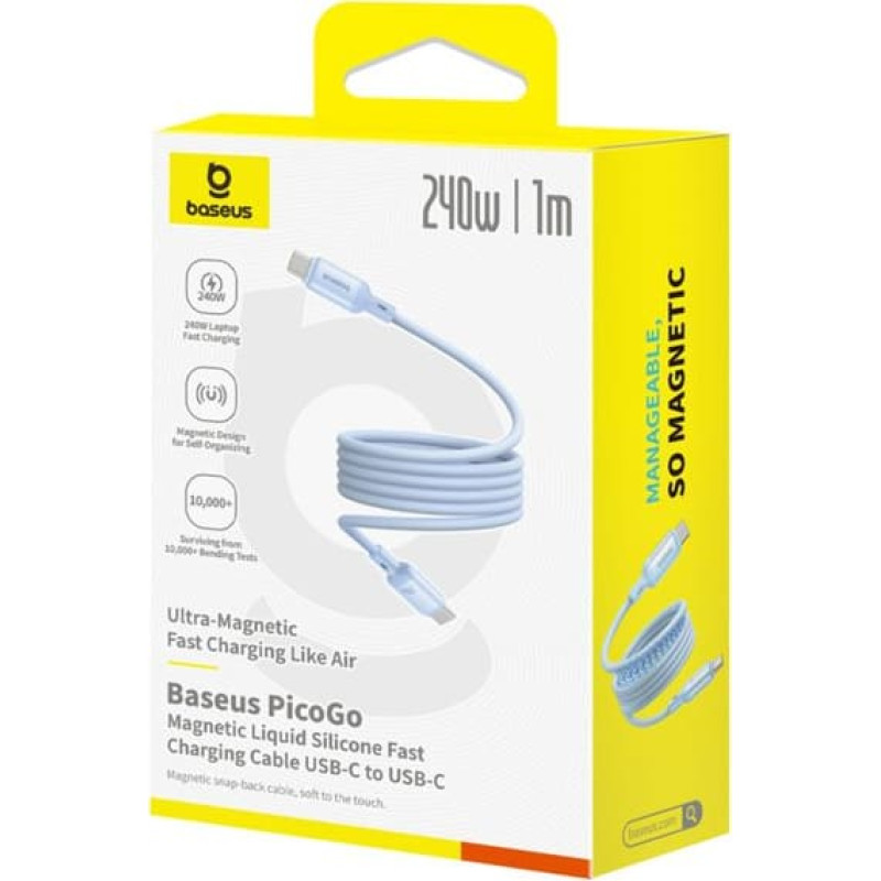 Baseus PicoGo Magnetic Charging Cable USB-C 240W 1m, blue