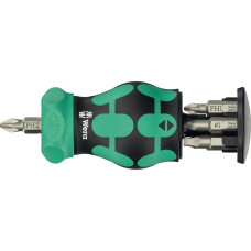 Wera Kraftform Kompakt Stubby Magazine RA 4, bit set black/green, 6-piece, 1/4", with ratchet function