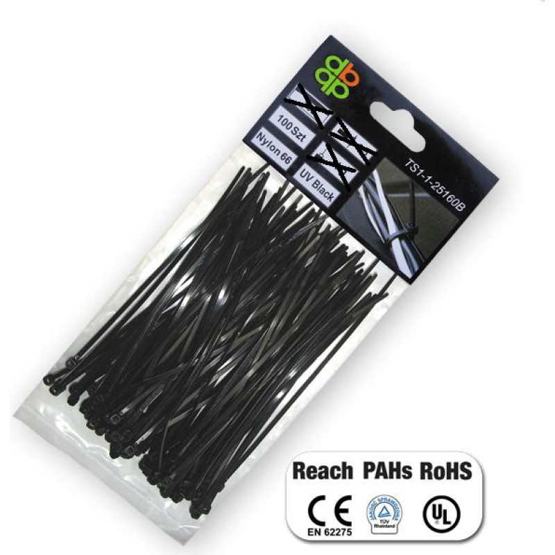 Bradas OPASKA PLASTIKOWA CZARNA  2,5 x 100mm 100szt