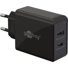 Goobay USB-C PD dual fast charger 30 watts (black, 1x USB-A, 1x USB-C PD)