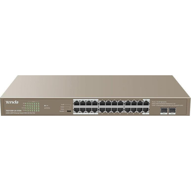 Tenda Switch Tenda Non-Management Switch Tenda TEG1126P-24-410W 24-port 1GbE PoE 410W