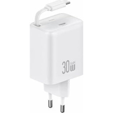 Usams Ładowarka Usams USAMS Ład. siec. 1xUSB-C ze zwijanym kablem USB-C Retractable PD+QC 30W Gan Fast Charging biały/white YC Series CC241TC02 (US-CC241)