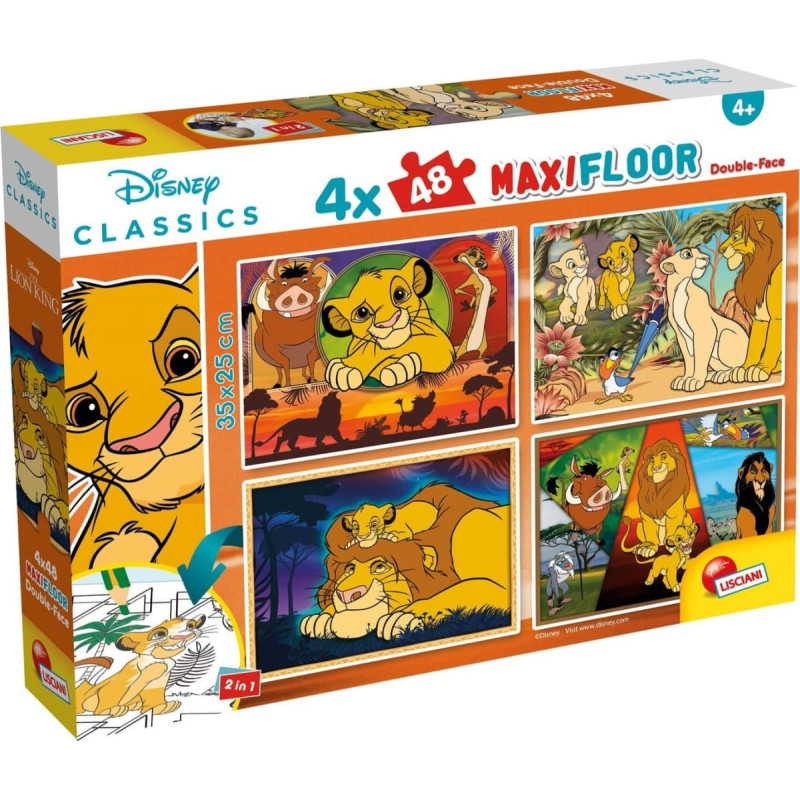 Lisciani DISNEY PUZZLE MAXIFLOOR 4 X 48 KR&Oacute;L LEW