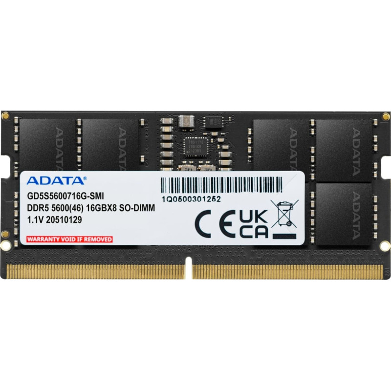 Adata DDR5 - 32GB - 5600 - CL - 46 (1x 32 GB), Single RAM black, GD5S5600732G-SMI, Gold