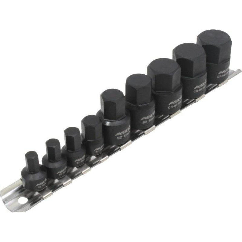 Asta ZESTAW UDAROWYCH KLUCZY NASADOWYCH HEX METRYCZNE 1/4" - 3/8"
