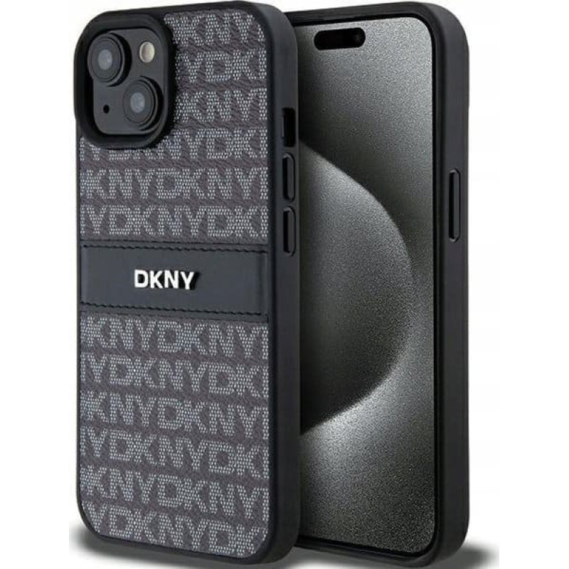 Dkny DKNY DKHCP15MPRTHSLK iPhone 15 Plus / 14 Plus 6.7" czarny/black hardcase Leather Mono Stripe & Metal Logo