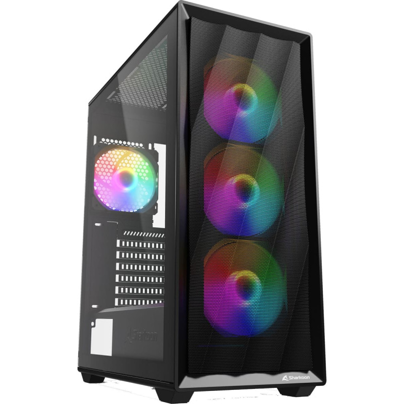 Sharkoon VK4 Rainbow, tower case black, tempered glass