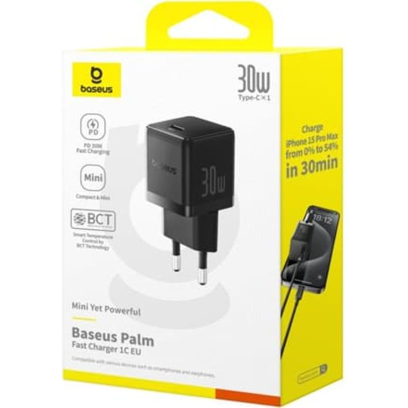 Baseus Palm USB C Ladeger&auml;t 30W EU schwarz