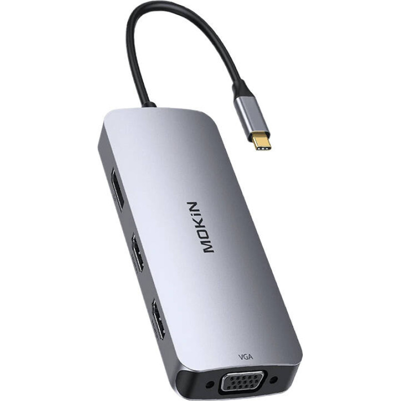 Mokin HUB 8in1 MOKiN USB-C VGA+2xHDMI (silver)