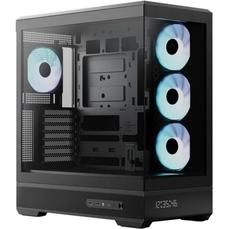 Aerocool P500B Digi-BK-v1, Tower Case, Black, Tempered Glass x 2