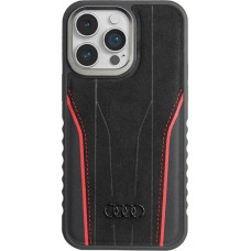 Audi Audi Genuine Leather MagSafe iPhone 14 Pro Max 6.7" czarno-czerwony/black-red hardcase AU-TPUPCMIP14PM-R8/D3-RD