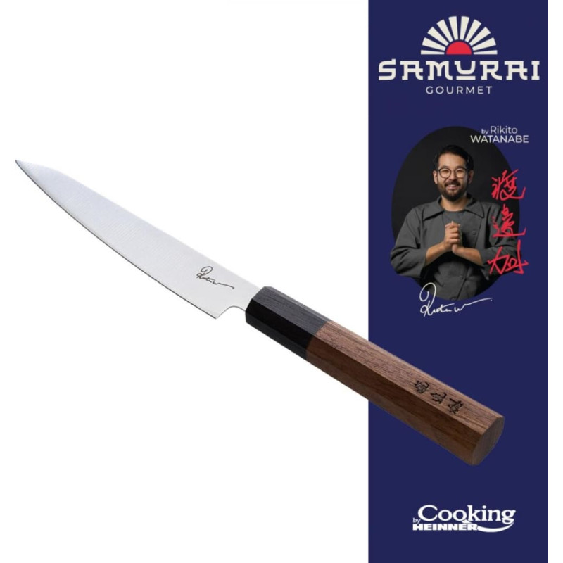 Kitchen knife 13cm SAMURAI GOURMET ebony and walnut handle HR-EVI-R13 HEINNER