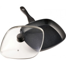 Grill pan with lid aluminum with nonstick coating 28x4 cm HR-BET-ROCA28G, COOKING BY HEINNER