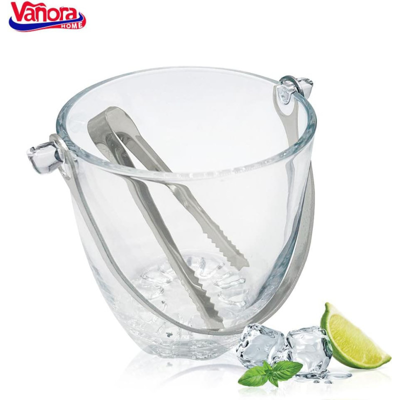 Ice bucket glass with metal tongs 800 ml VN-JN-800ML, VANORA