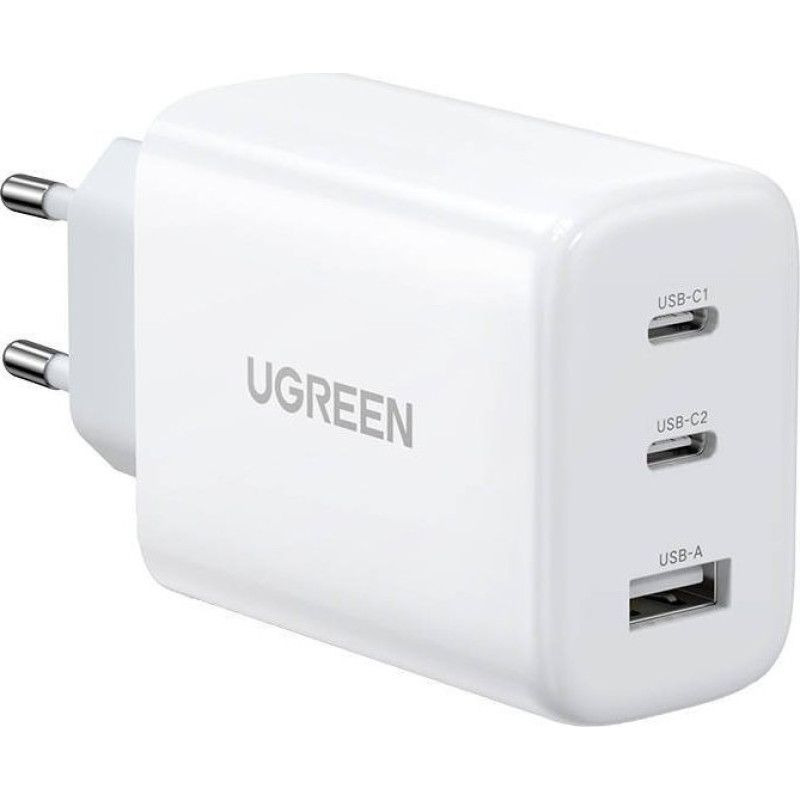 Ugreen Loader Ugreen Network Charger UGREEN CD275, 2x USB-C, 1x USB, 65W (white)