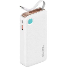 Usams Powerbank Usams USAMS Powerbank ze zwijanym kablem USB-C Retractable 10000 mAh PD 20W Fast Charge XY Series biały/white 10KCD22402 (US-CD224)