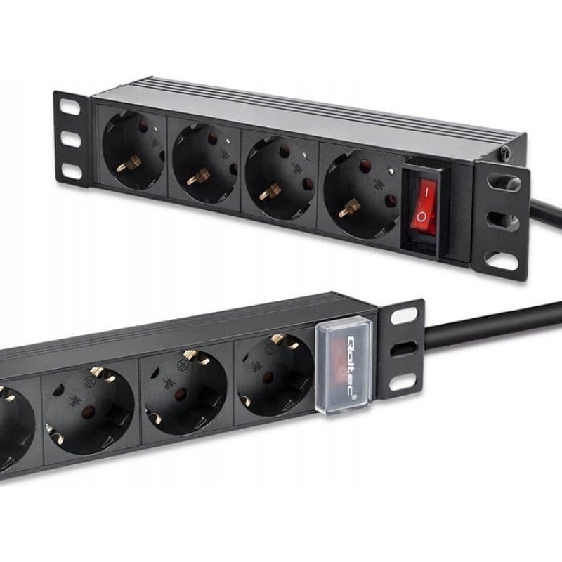 Qoltec Listwa zasilająca Qoltec Listwa zasilaj&scaron;ca PDU do RACK 10' | 1U | 16A | 4xSchuko | 1.8m